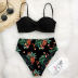 tropical plant print solid color swimwear  NSHL38575