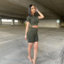 Solid Color Short-Sleeved Round Neck T-Shirt & Pleated Shorts Suit NSMX40505