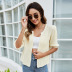Solid color puff sleeve knitted cardigan NSYH40509