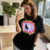new flame printing contrast color loose casual T-shirt NSLQ40512