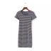 retro striped round neck short sleeve dress   NSAC40575