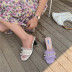 sweet lace pearl high-heeled slippers NSHU40599