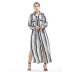 Striped Print Loose Long Sleeve Shirt Dress NSJR40714