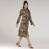 lapel leopard print long fashion dress NSJR40718