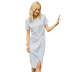 round neck short-sleeved striped knitted dress NSSA40729