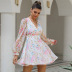 printed chiffon halter long-sleeved dress NSWX40734