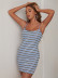 striped sling sexy round neck dress NSXYA40753