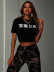 reflective letters printed short-sleeved t-shirt NSXYA40759