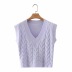 Purple V-neck knitted vest NSAC41117