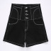 slim four-buttons high-waist denim shorts  NSDT41250