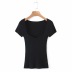 sexy knit square neck T-shirt NSAC41371