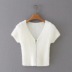 short V-neck knitted short-sleeved zipper sweater NSAC41388