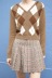 lattice contrast color V-neck sweater NSAC41399
