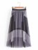 high waist contrast color pleated mid-length gauze skirt NSAM41637