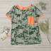 summer camouflage stitching pocket short-sleeved top NSSI41961