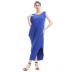 irregular elastic solid color long dress NSJR41993