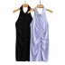 hanging-neck sleeveless knitted lapel dress NSAM42047