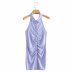 hanging-neck sleeveless knitted lapel dress NSAM42047