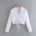 spring lapel fold decoration poplin blouse NSAM42208