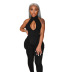 solid color sleeveless hanging neck T-shirt high-waisted trousers suit NSMX42226