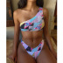 one-shoulder print split bikini  NSHL42275