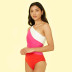 plus size one-piece stitching contrast color swimsuit NSHL42279