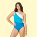 traje de baño de una pieza de color en contraste con costuras de talla grande NSHL42279