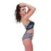 print stripe high waist lace-up backless swimsuit  NSHL42295