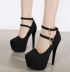 high-heeled platform suede double-breasted rhinestone shoes NSSO42424