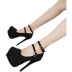high-heeled platform suede double-breasted rhinestone shoes NSSO42424