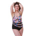 contrast stitching floral one-piece swimsuit  NSHL42444