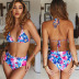 high waist floral split bikini NSHL42448