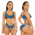 bikini con abertura azul printede NSHL42453