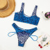 printede blue split bikini NSHL42453