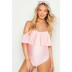 ruffled solid color maternity swimsuit  NSHL42459