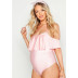 ruffled solid color maternity swimsuit  NSHL42459