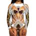 ethnic print multi-band one-piece swimsuit  NSHL42470
