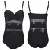 plus size solid color mesh stitching one-piece swimwear  NSHL42471