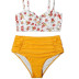 plus size split printing contrast color high waist bikini NSHL42478