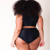 plus size color matching high waist split bikini  NSHL42479