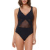 large size solid color mesh stitching back cross swimsuits  NSHL42485