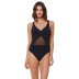 large size solid color mesh stitching back cross swimsuits  NSHL42485