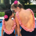 parent-child solid color petals sling one-piece swimsuit  NSHL42495