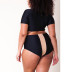 plus size color matching high waist bikini  NSHL42513