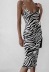 zebra print V-neck temperament suspender dress NSAC42579