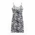 zebra print V-neck temperament suspender dress NSAC42579