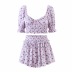 Floral Short Sleeve ShirtHigh Waist Shorts Set NSAC42592