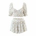 Floral Short Sleeve ShirtHigh Waist Shorts Set NSAC42592
