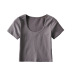 stretch U-neck short-sleeved T-shirt  NSAC42621