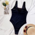 fashion stitching contrast color one-piece swimsuit  NSDA42714